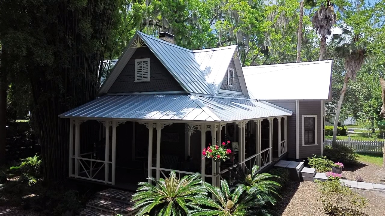 Mark M Brehm Roofing Newberry Florida Standing Seam Roofing aerial view of standing seam metal roof