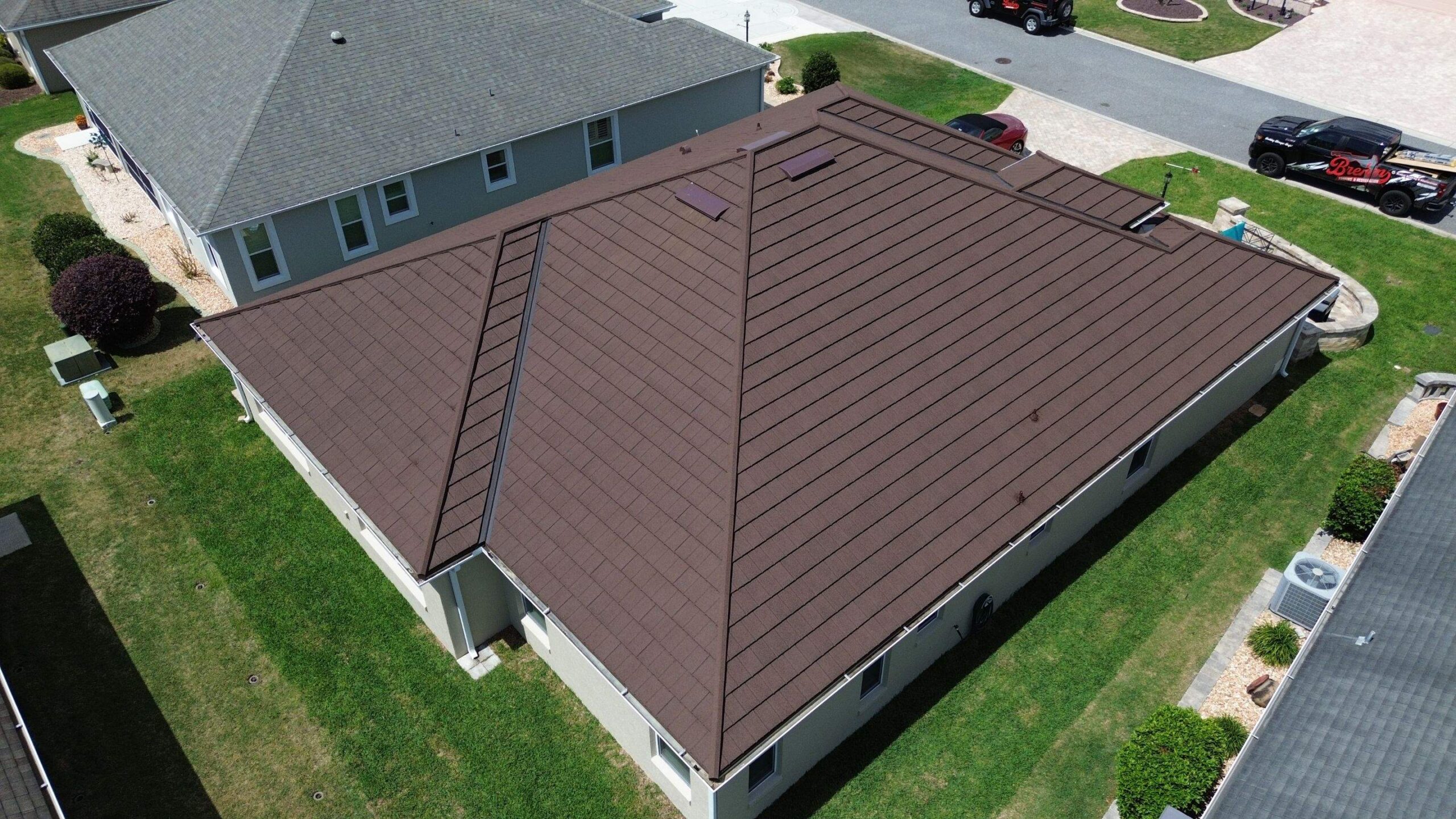 Beautiful stone coated steel roof in the villages
