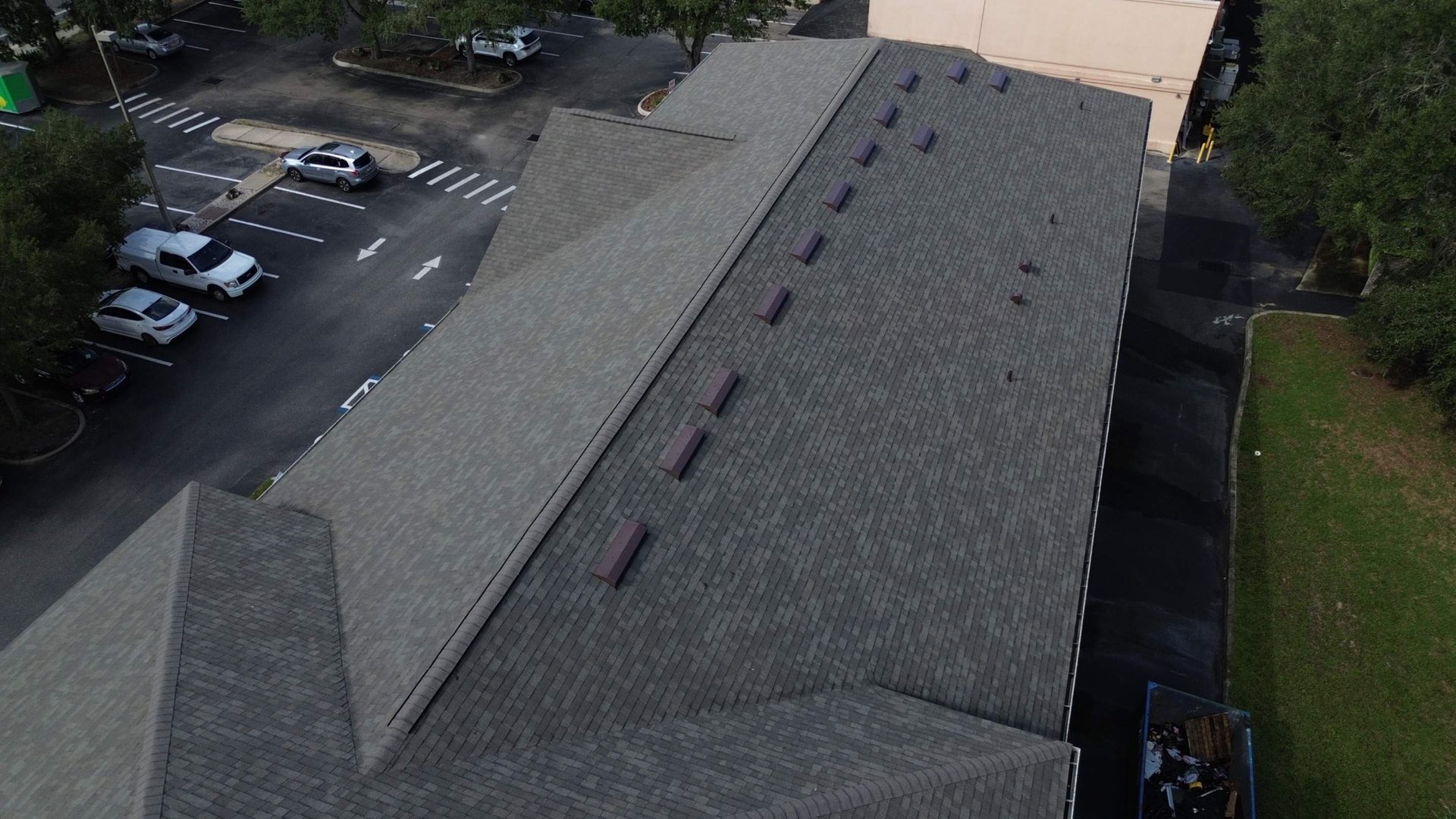 Gainesville Archer Road Oakridge Driftwood white drip edge commercial roof